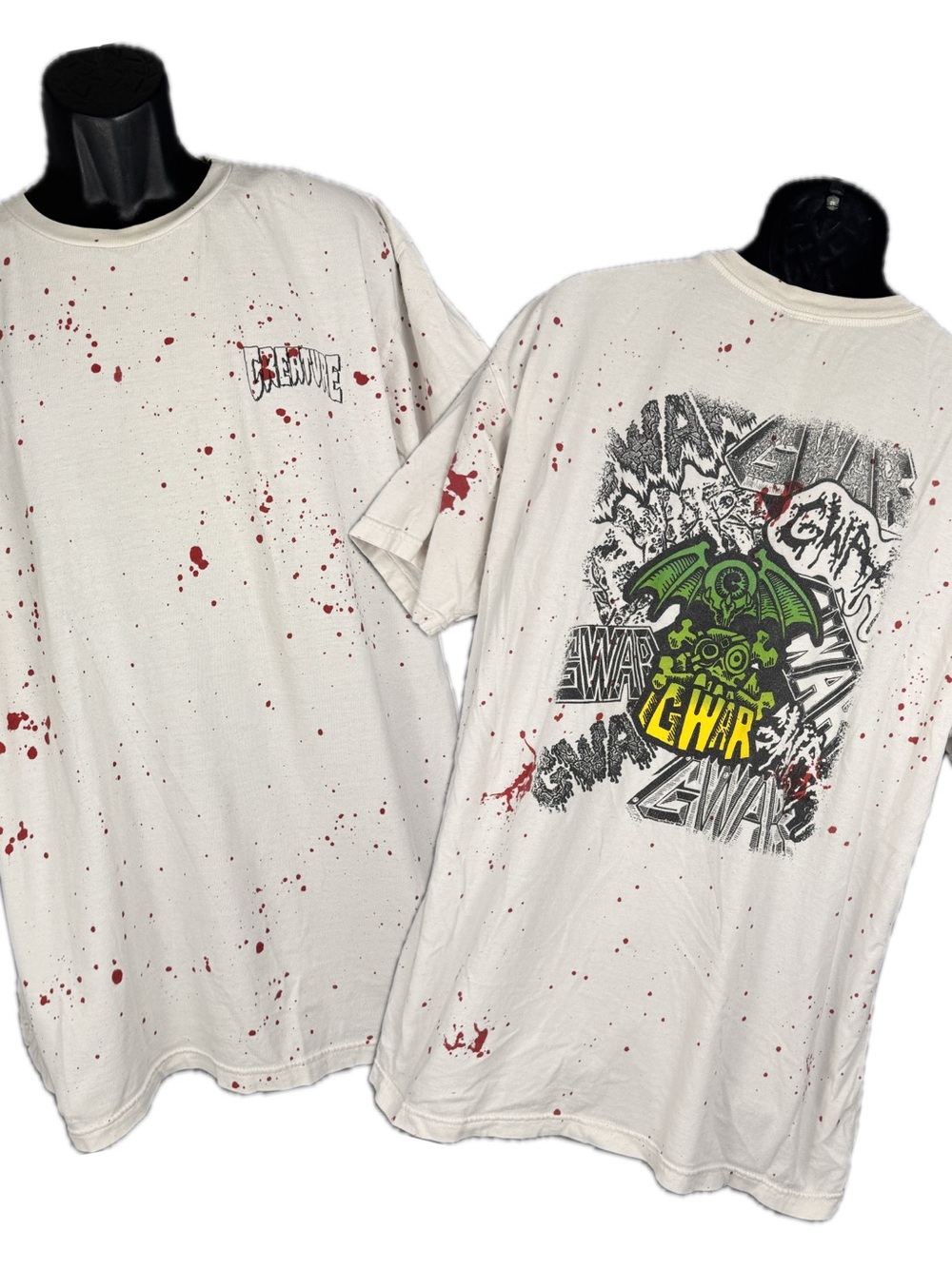 GWAR x Creature Skateboards Tee XL White Blood Splatter Thrash Metal NHS 2020